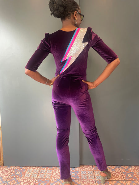 Ziggy Stardust Jumpsuit in Purple Velvet