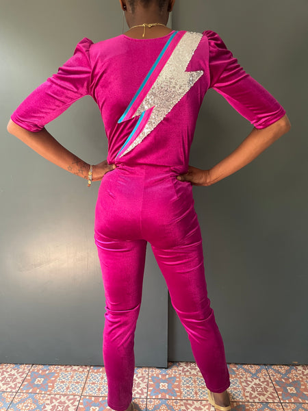 Ziggy Stardust Jumpsuit in Pink Velvet