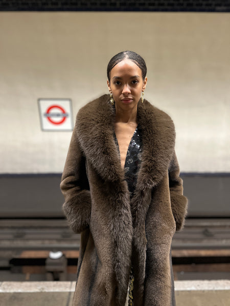 Lana Faux Fur Coat in Brown