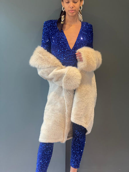 Lana Faux Fur Coat in Cream Mocha