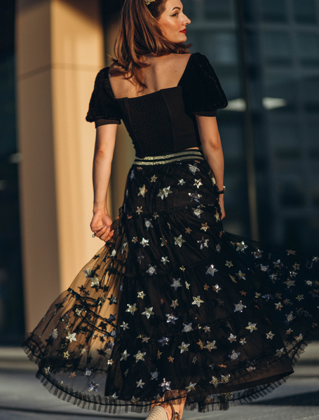 Vivienne Star Maxi Skirt in Black