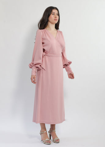 Ossie Crepe Wrap Dress – Rose Blush