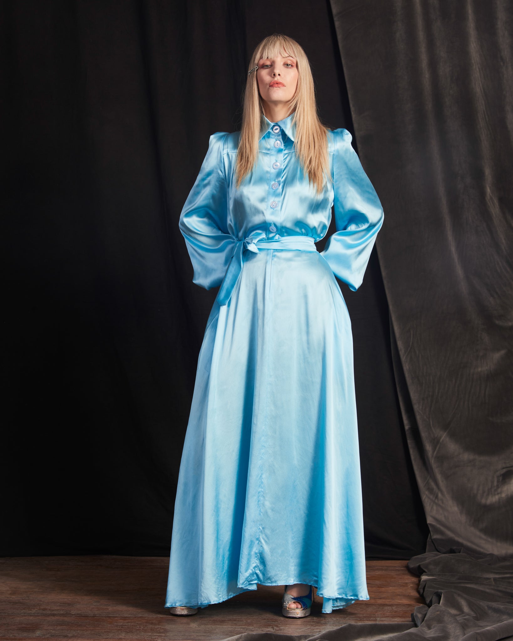 Varon Dress - Blue Silk