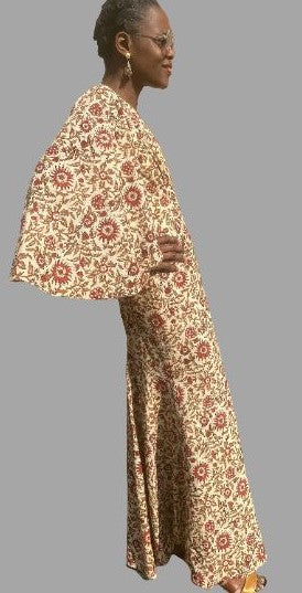 It's A Breeze | 1970s Maxi Dress in Indian Block Print