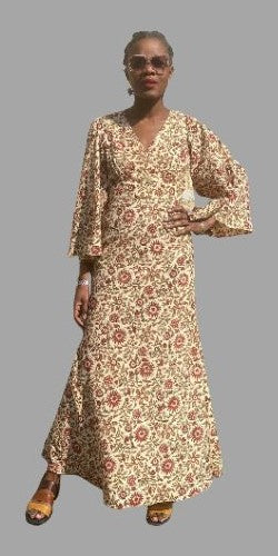 It's A Breeze | 1970s Maxi Dress in Indian Block Print