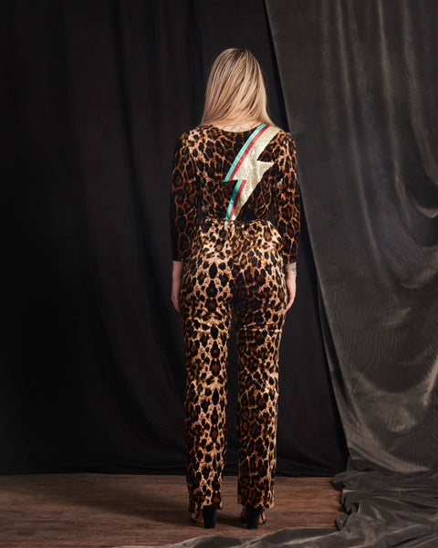 Maxine Leopard Print Velvet Reversible Jumpsuit