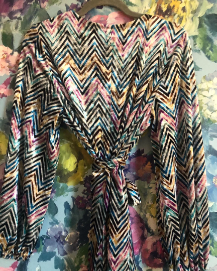 Babooshka Maxi Wrap Dress - Multi Coloured Chevron Velvet