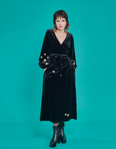 Babooshka Maxi Wrap Dress - Black Velvet