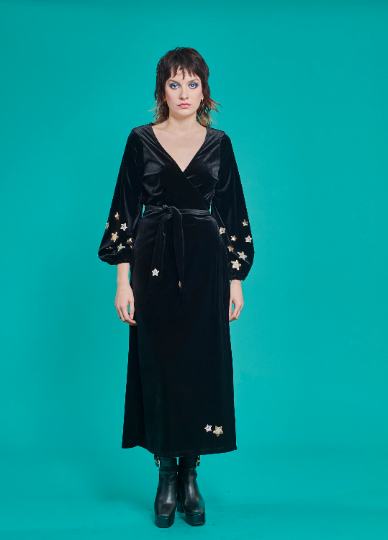 Babooshka Maxi Wrap Dress - Black Velvet