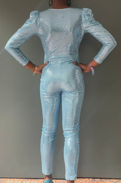 Dynasty Light Blue Sequin Jumpsuit