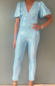 Sophie B Sequin Jumpsuit in Light Blue - Made to Order