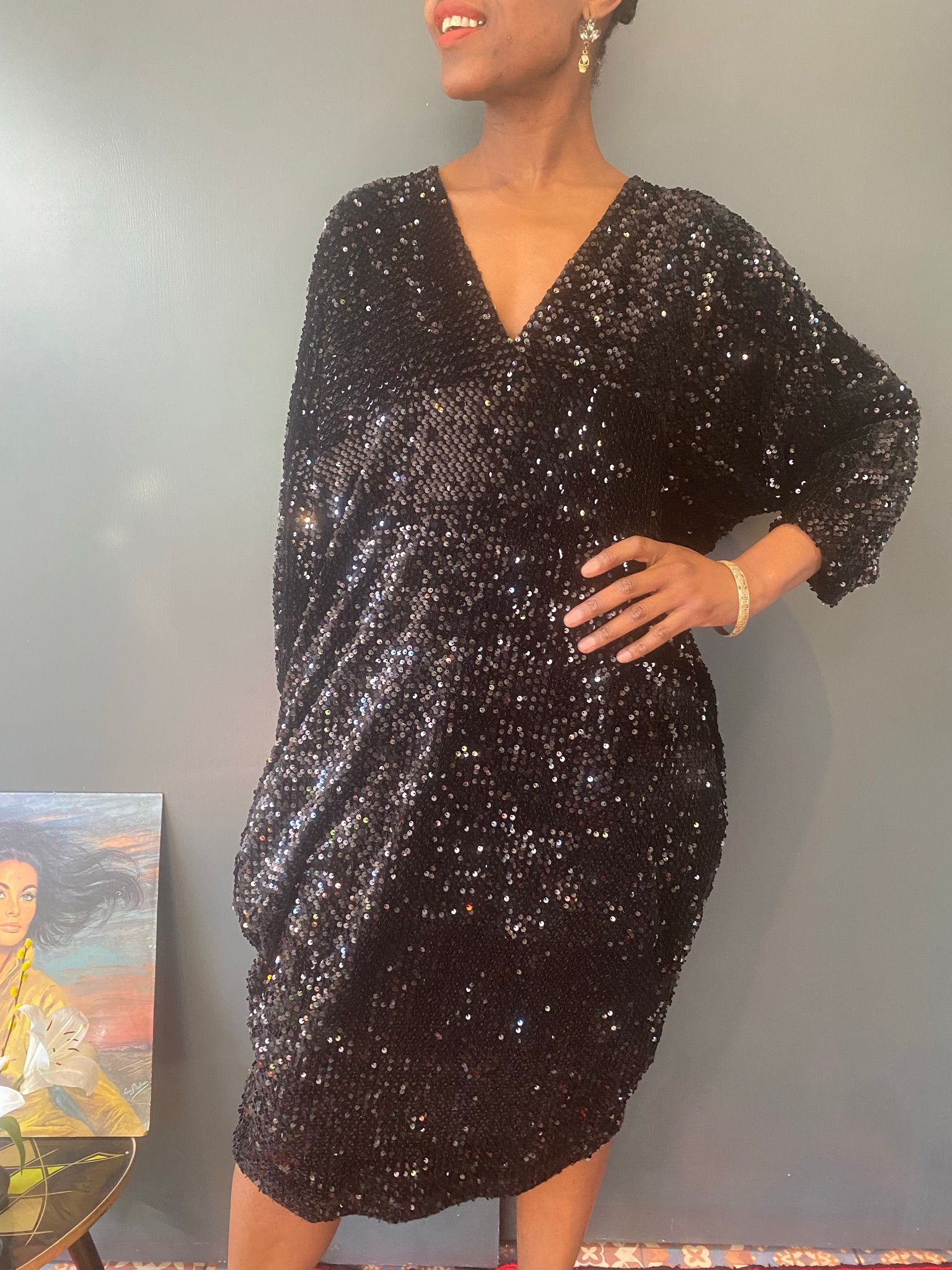 NEW! Sally’s Mum's Dress 1980's Inspired - Limited Edition Black Sequins