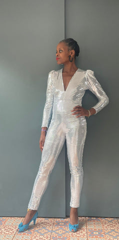 Dynasty Silver Sequin Jumpsuit
