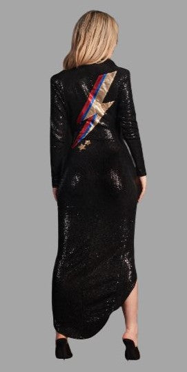 Sequin Sparkly Black Body Con Ziggy Dress with Zap