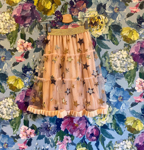 Kids Suki tulle skirt in pink with stars