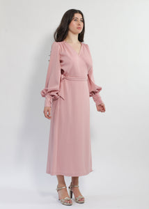 Ossie Clark rose blush maxi wrap dress copy but with added pockets
