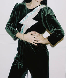 Maxine Olive Green Velvet Reversible Jumpsuit