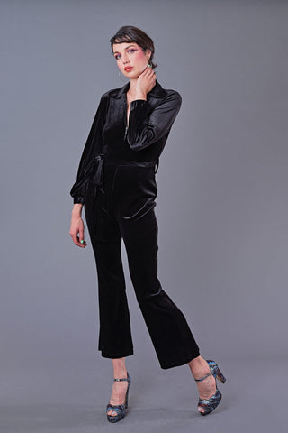 Fifi Jumpsuit in Black Velvet