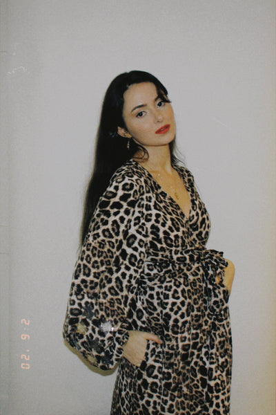 Babooshka Maxi Wrap Dress - Leopard Print
