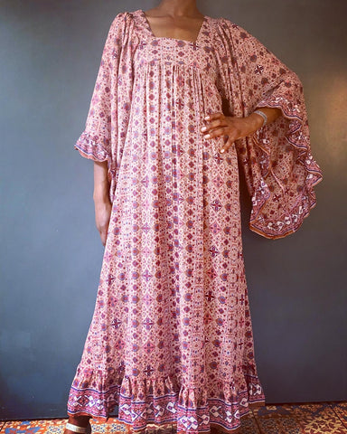 Vintage Aphrodite Indian Block Print Dress